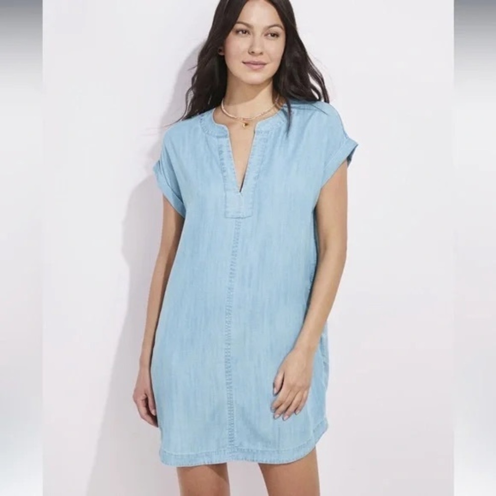 Vineyard Vines Tencel Chambray V-Neck Tunic Shift Dressy size xs